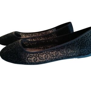 Sophia Taylor Black Lace Loafers Size 11M